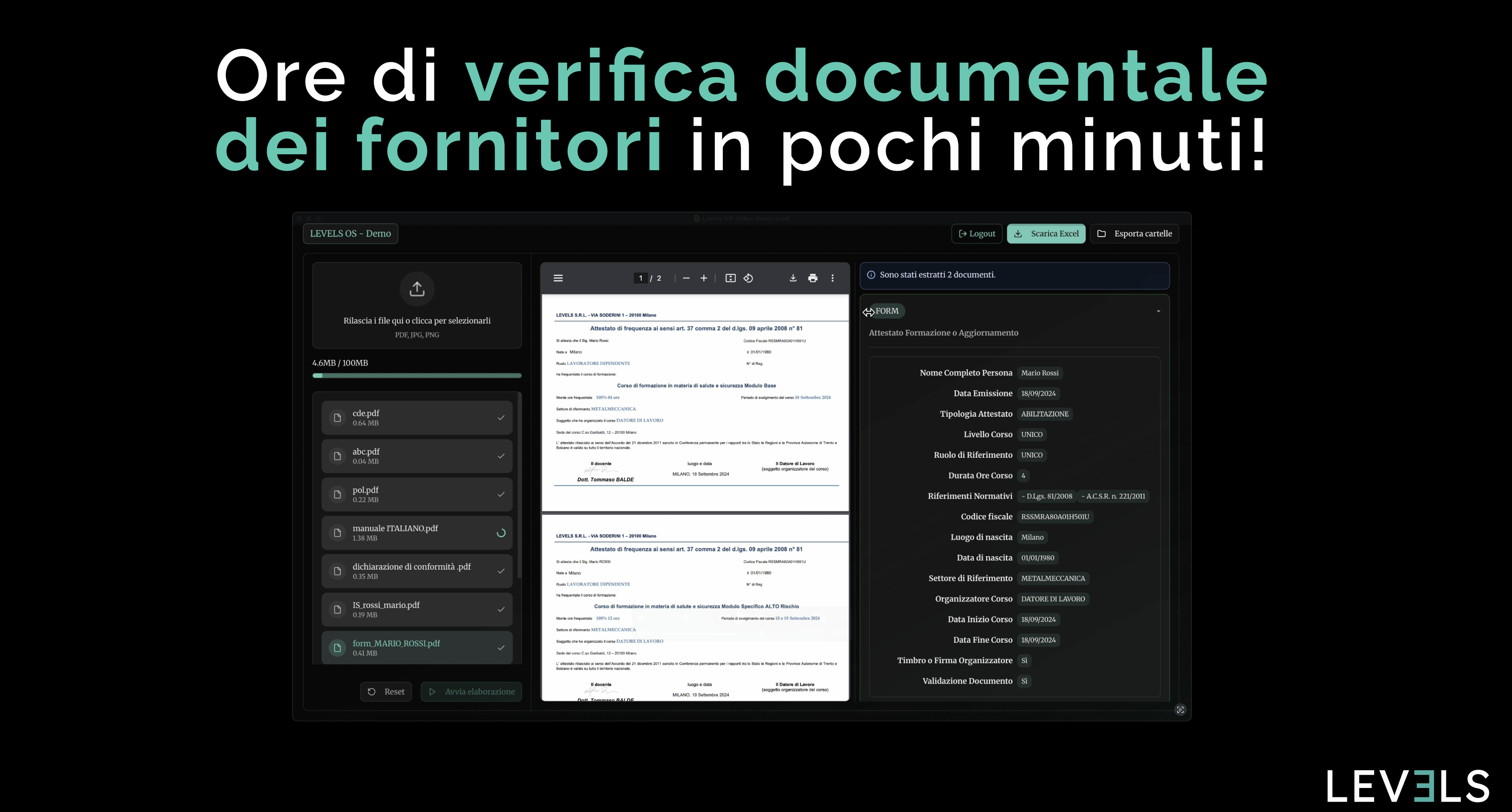 Screenshot della brochure LEVELS OS